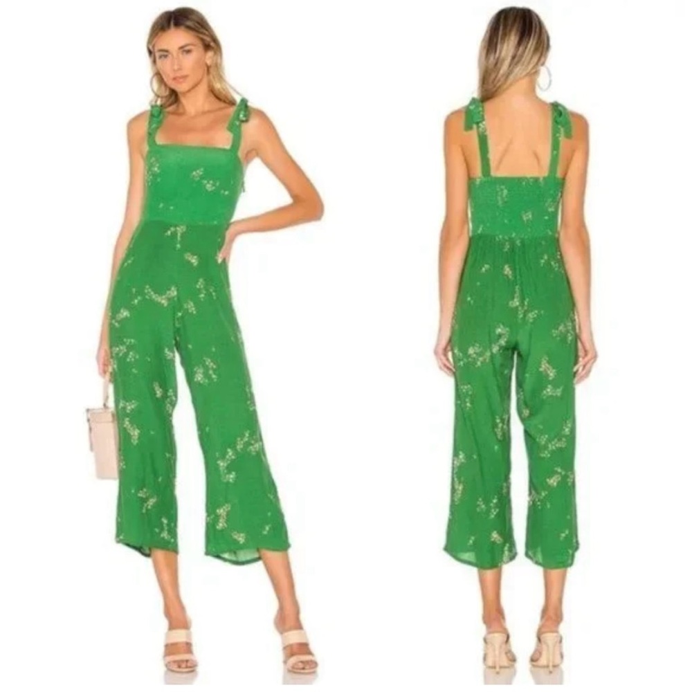 Faithfull the Brand Elsa Shoulder Tie Jumpsuit in Myrtille Green Floral Medium 6